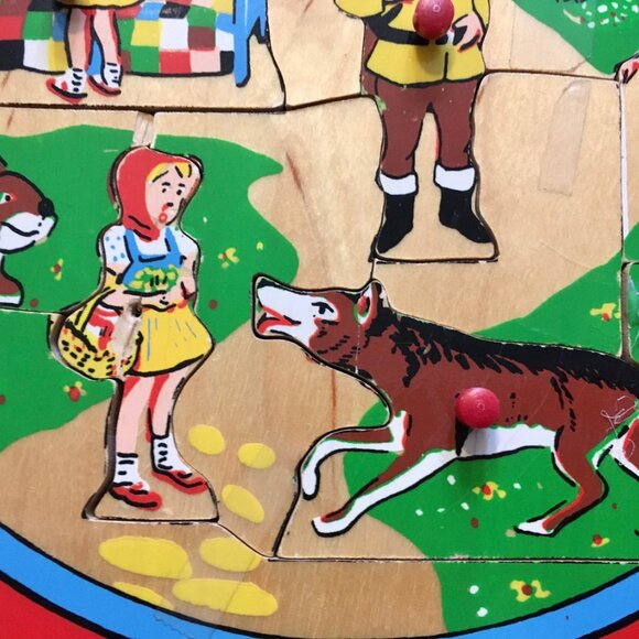 VINTAGE "Simplex" Wooden Red Riding Hood Fairy Tale Puzzle. - Picture 3 of 8